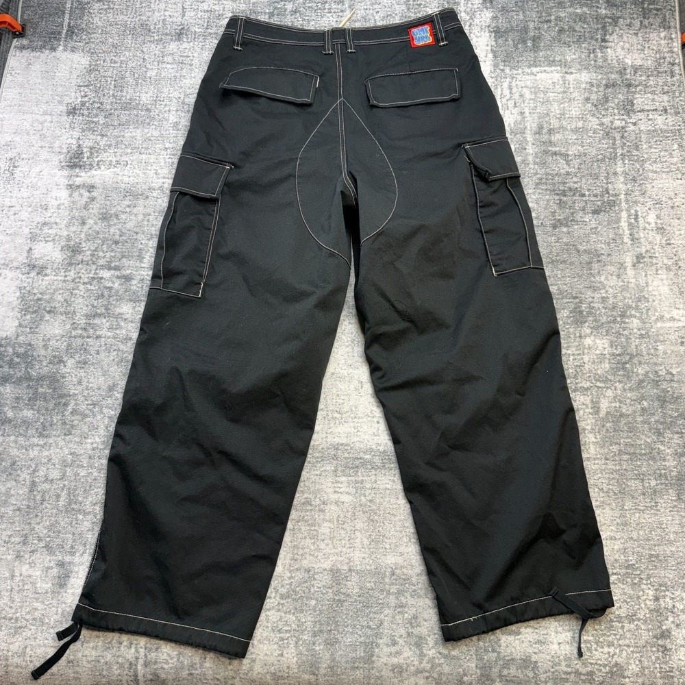 Empyre Ultra Loose Cargo Pants Mens 32 Black Cell Phone Embroidered Skate Grunge - Picture 6 of 12